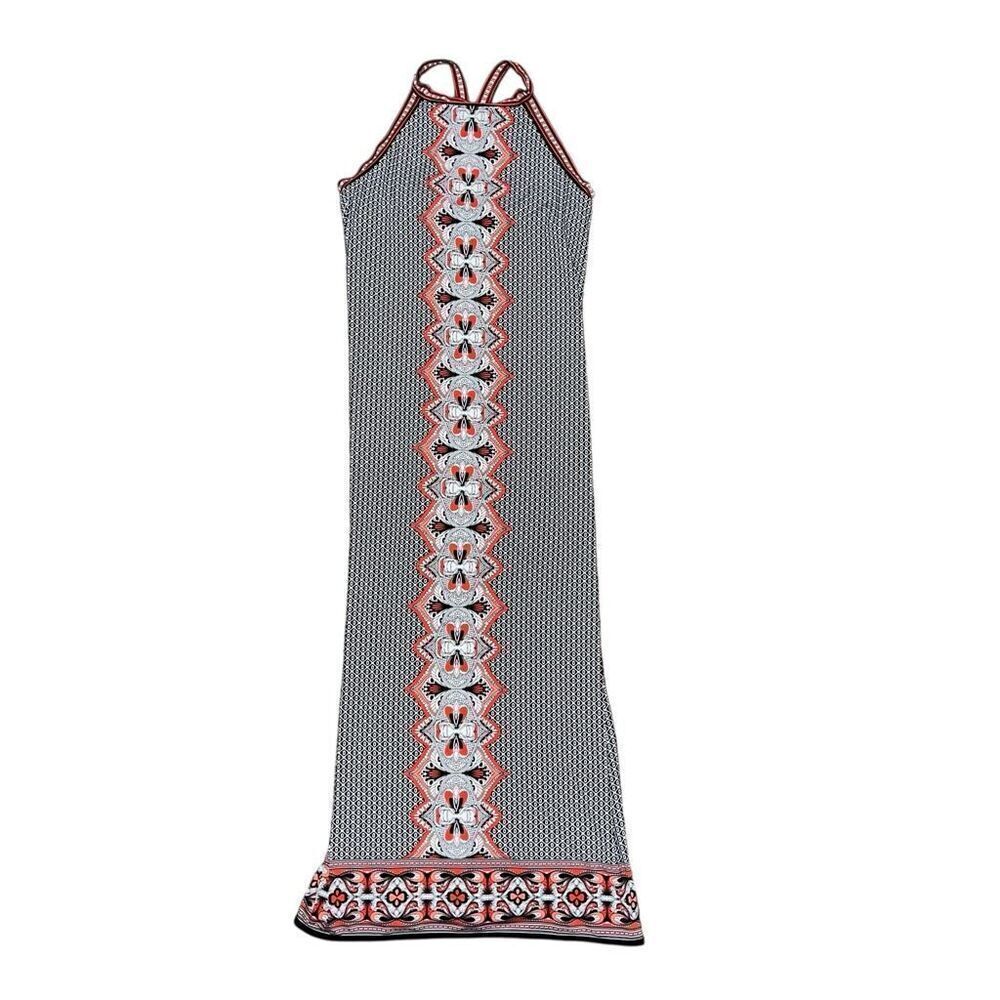 MAX STUDIO Geometric Sleeveless Halter Back Maxi Dress Size M